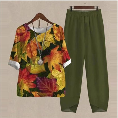 😍🔥【Oferta limitowana】 💥 【S–5XL】Damski komplet 2-częściowy 2026 – Top + Spodnie z nadrukiem 👚👖