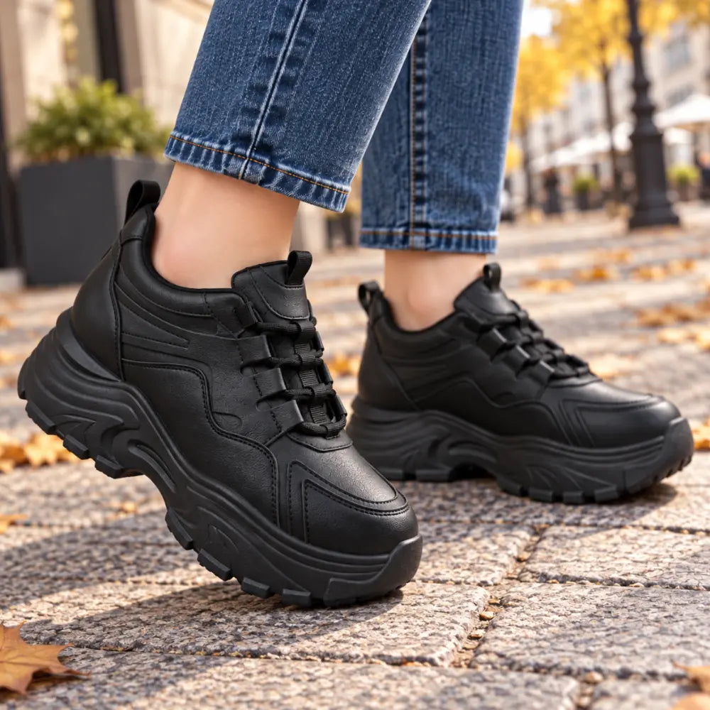 😍【35-40】Damskie buty na ukrytym podwyższeniu – białe sneakersy, na grubej podeszwie, casualowe, sportowe, idealne do chodzenia i podróży