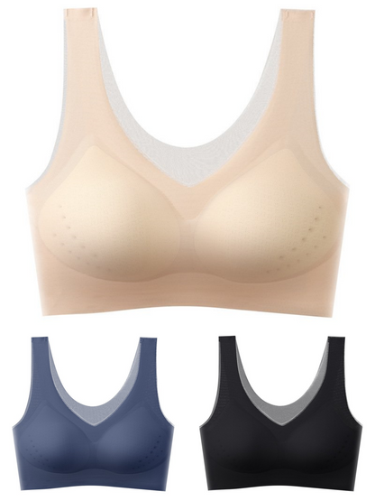 💖🌟【1 Sada = 3 Ks】2025 Bezšvová Push-Up Podprsenka z Ľadového Hodvábu ❄️ Ultra Pohodlná | Pre 40–120 kg | Sexy & Priedušná