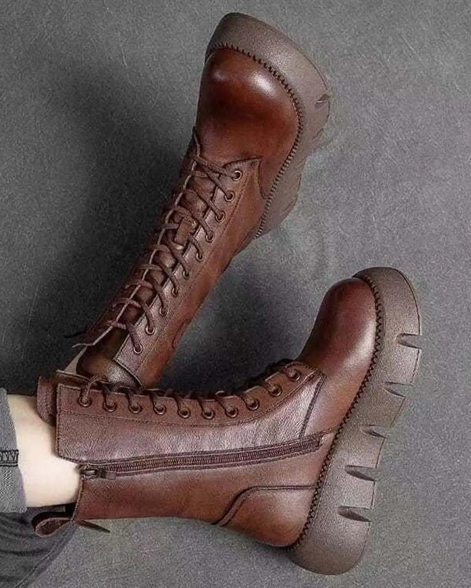 👢Oferta ograniczona: 42% zniżki 🔥【35-40】Nowe damskie wysokiej jakości, ręcznie robione, miękkie skórzane botki na jesień-zimę, martensy
