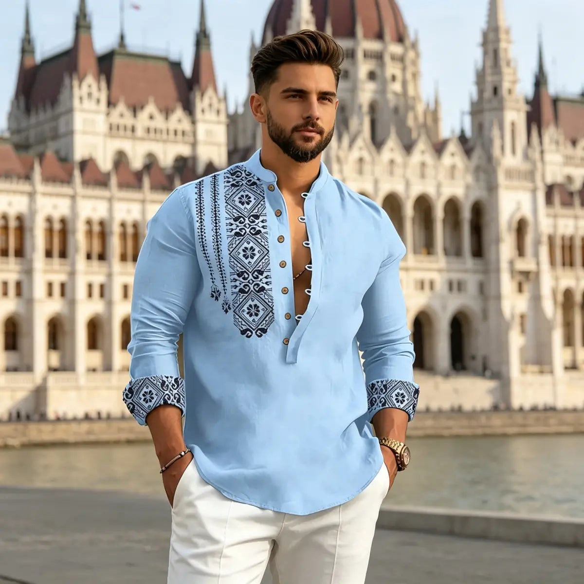 🔥【S–3XL】Męska koszulka polo z długim rękawem i nadrukiem – stylowy kołnierzyk, wygodna na jesień i zimę
