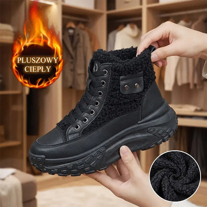 🔥【35-40】Nowe damskie buty zimowe 2026 – ocieplane, grube, krótkie botki, śniegowce, ciepłe, na wysokiej cholewce, typu dad shoes