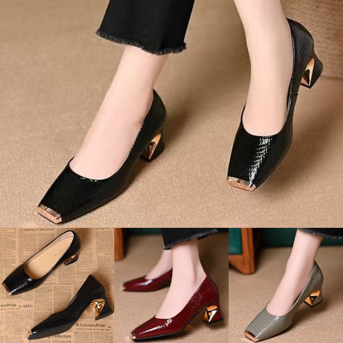 🔥 Buty damskie 35–42 na słupku – kwadratowy nosek, eleganckie i wygodne