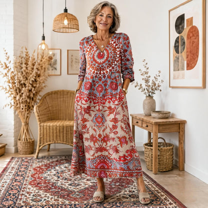 ✨【S-5XL】Sukienka maxi w stylu boho z etnicznym wzorem i korzystnym krojem