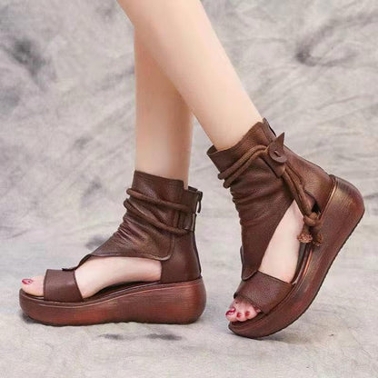 🤩👡【Promocja specjalna】Skórzane sandały typu „rybi pyszczek” – wygoda i styl 【35–40】