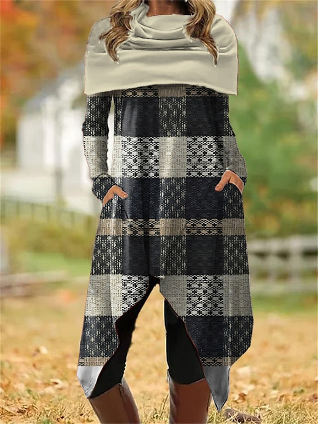 🔥【S-3XL】Modna potiskana obleka – omejena ponudba s 50% popustom! Eleganten potisk, nova favoritka za jesen in zimo.