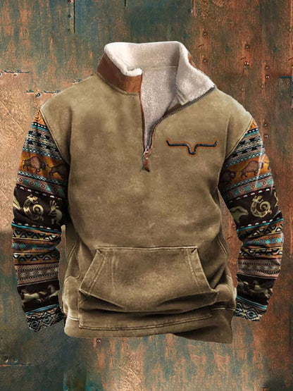 👕🔥【35% ОТСТЪПКА】【S-4XL】2025 Модерен есенно-зимен мъжки пуловер с 3D щампа и топла материя