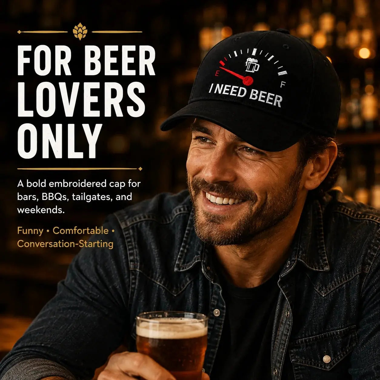 🔥 OSTATNI DZIEŃ - 50% ZNIŻKI – 🍺 POTRZEBUJĘ PIWA” – Unisex pamiątkowa czapka 🧢