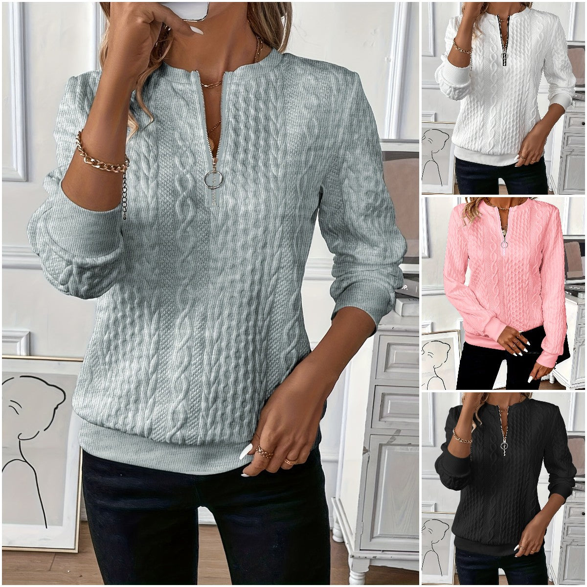 🔥【Sleva 50%】2025 Dámská prošívaná mikina na zip – Stylová a pohodlná