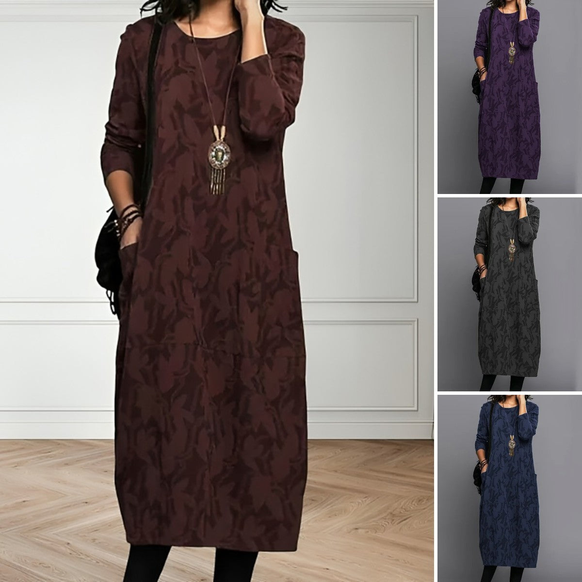 👗【6 farieb S–3XL】Voľné dámske dlhé šaty s potlačou · Pohodlné, štýlové a ľahké · 50% zľava + rýchle doručenie