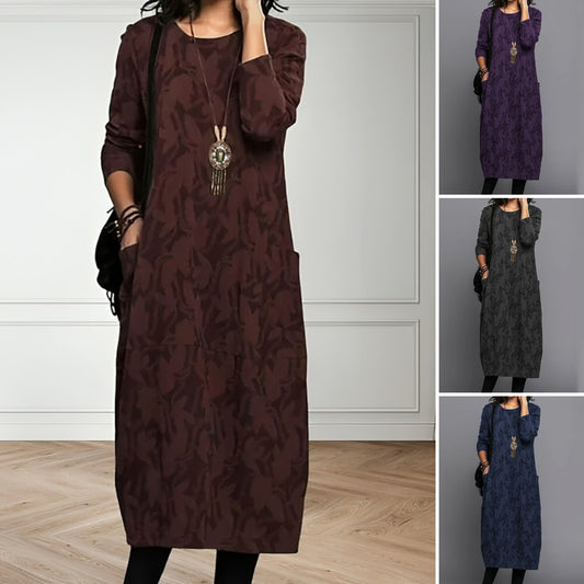 👗【6 farieb S–3XL】Voľné dámske dlhé šaty s potlačou · Pohodlné, štýlové a ľahké · 50% zľava + rýchle doručenie