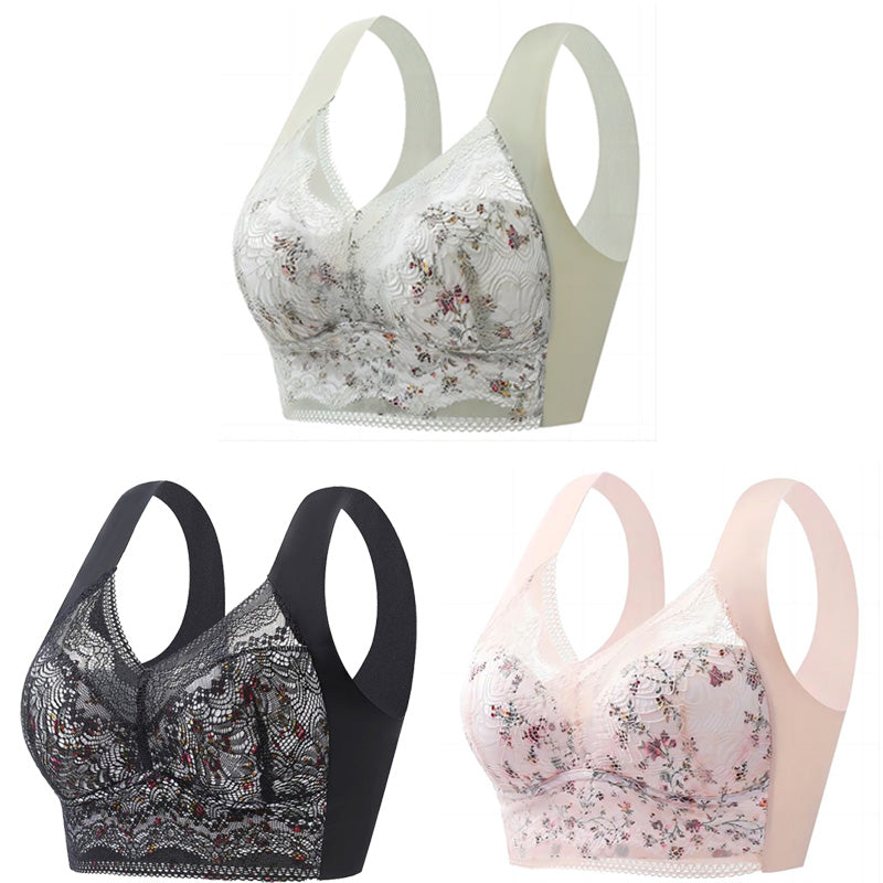 🔥【3 szt. w zestawie】Wygodny biustonosz z jedwabiu lodowego – oddychający i bez fiszbin · 50% taniej