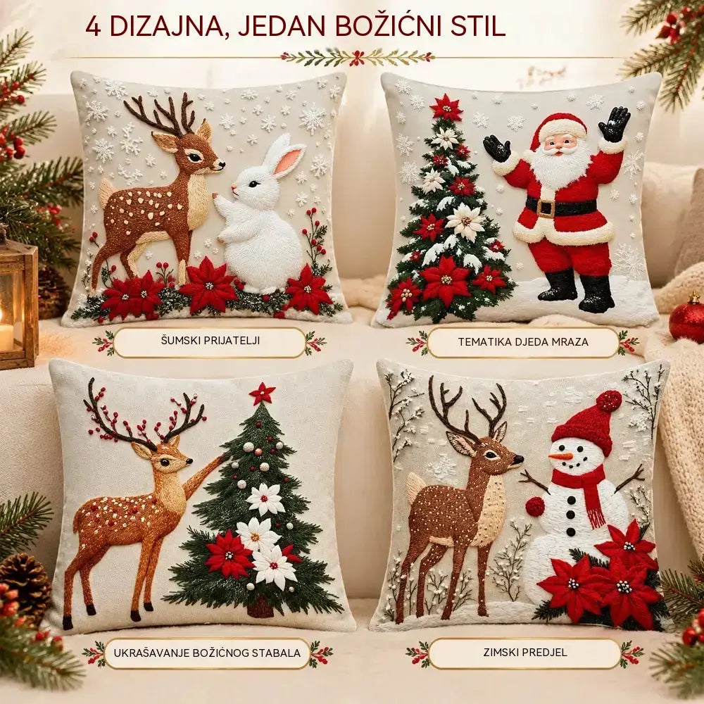 🎄【4 komada】Božićni ukrasni jastuci – stvorite ugodnu blagdansku atmosferu u svom domu