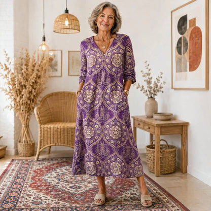 ✨【S-5XL】Sukienka maxi w stylu boho z etnicznym wzorem i korzystnym krojem