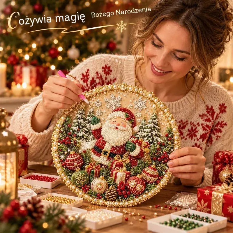 ✨【4 wzory】Zestaw DIY do tworzenia dekoracyjnych wieńców z koralików i pereł – ozdoba 3D na każdą porę roku i Boże Narodzenie 🌟