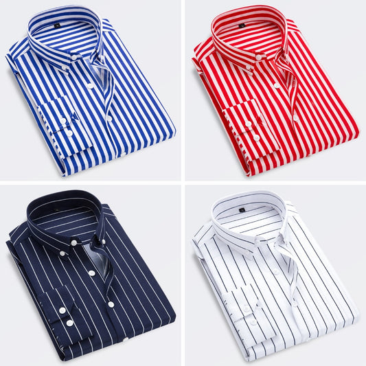 👕 【M-5XL】🔥 Biznesowa koszula w paski dla mężczyzn z długim rękawem 2026
