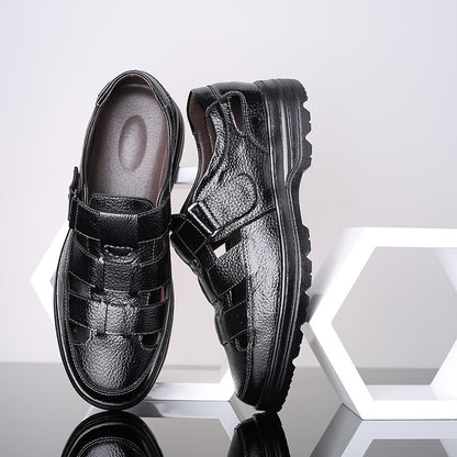 👡👍【38-48】2025 Vară Sandale Bărbați Piele de vacă Respirabil Hollow Anti-alunecare Casual🔥