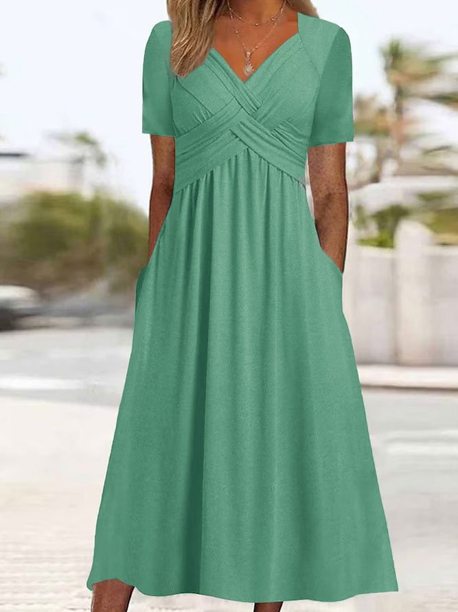🤩【S-3XL】 Středně dlouhé ležérní šaty v čisté barvě