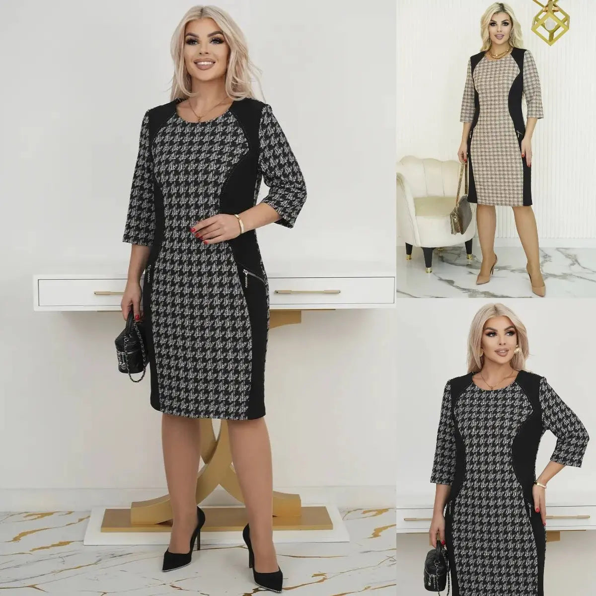 🌷🌞【S-5XL】Nowa zimowa ciepła sukienka w kratę