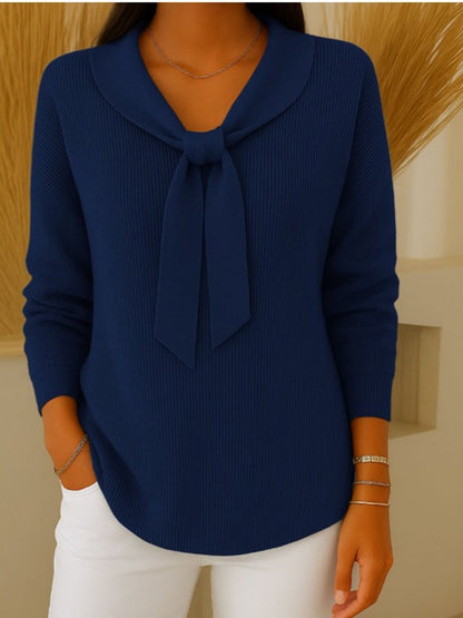 🎀【S–2XL】Ženski enobarvni pulover z vezanjem spredaj · udoben, ohlapen kroj · zimska ponudba