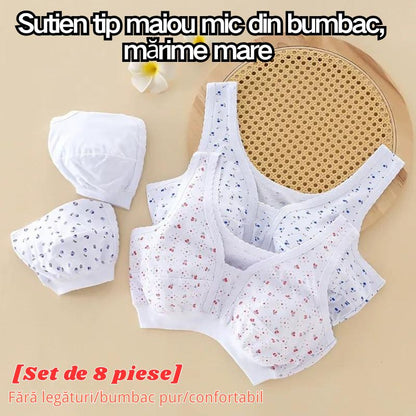 🔥【Set 4 bucăți】Sutiene din bumbac fără sârmă 💖 confortabile, stil vestă, pentru femei mărimi mari