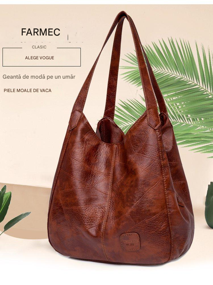 💖👜💖 【50% reducere🔥】Geantă de umăr din piele moale, nou stil, capacitate mare