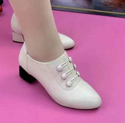 🔥👠【35-40】Nové dámske kožené topánky na strednom podpätku · Módne a pohodlné 2025
