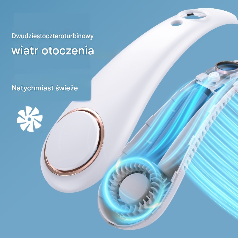 💨 Wentylator na szyję z funkcją chłodzenia – wyjątkowo cichy, przenośny i obracany o 360° – idealny na lato 🌞