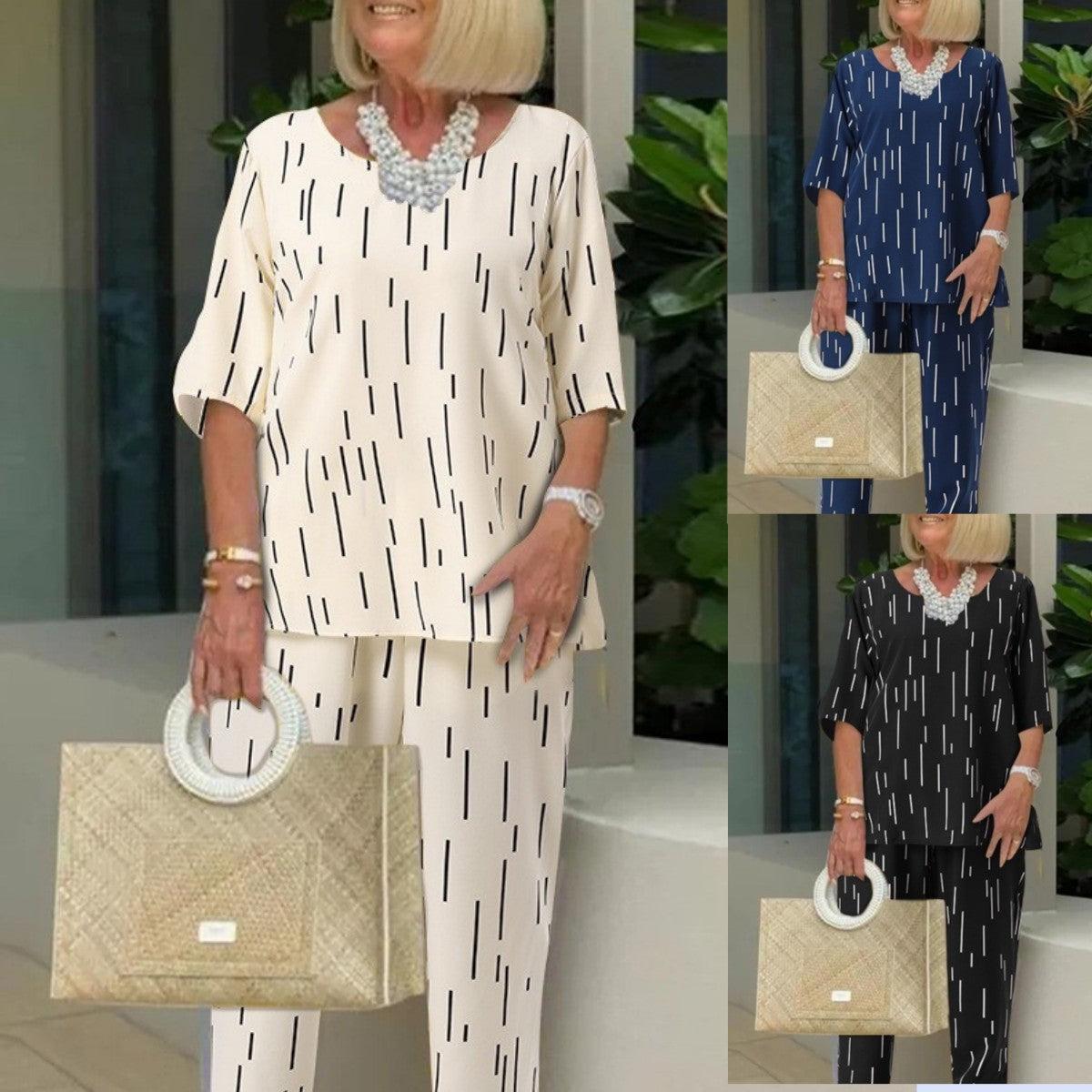 🔥【Top + Pantaloni】【40-110kg】✨ Set damă 2 piese 2025 Primăvară-vară 🌸 croială lejeră 👗 Modă confortabilă și modernă