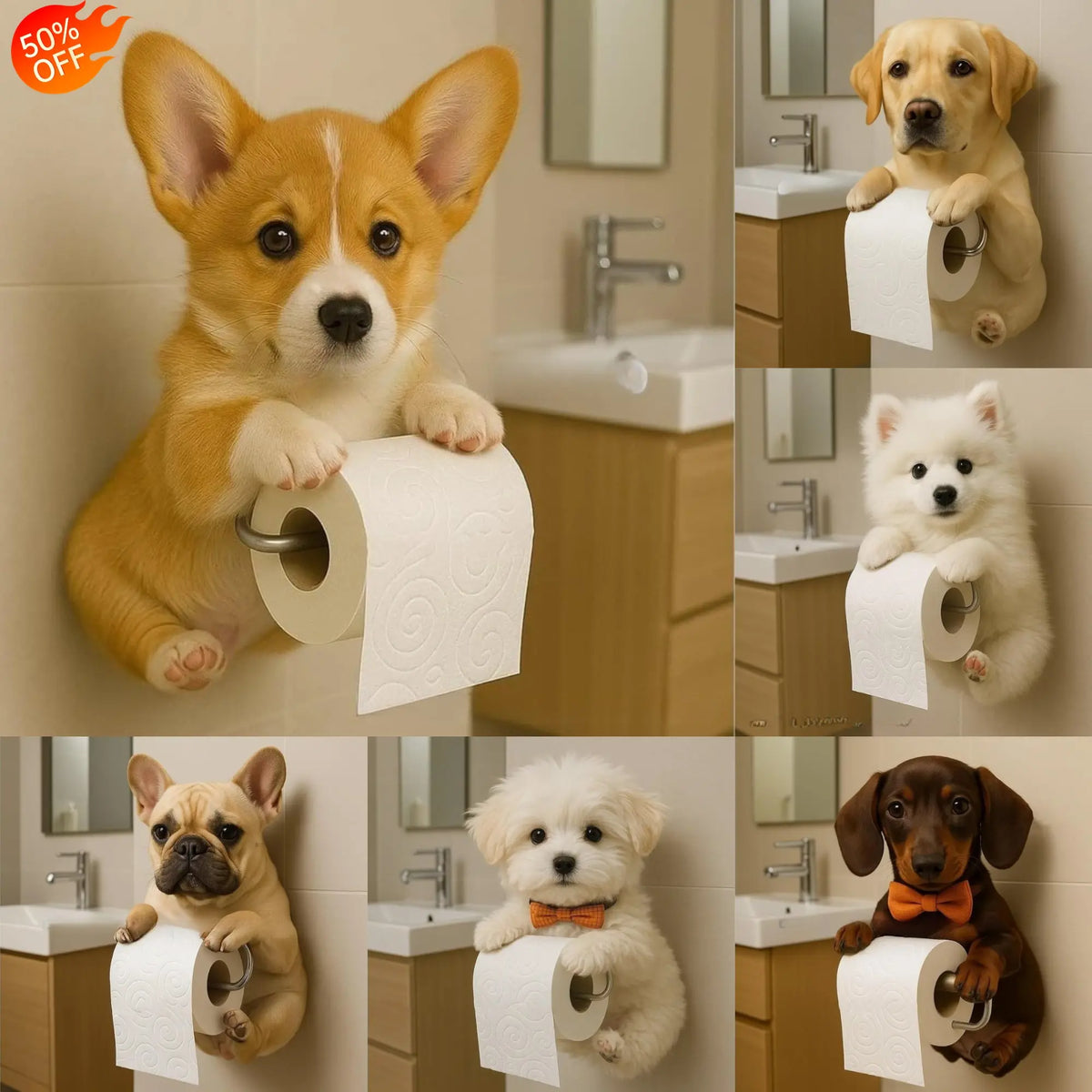 🐕 Uroczy uchwyt na papier toaletowy z motywem szczeniaka