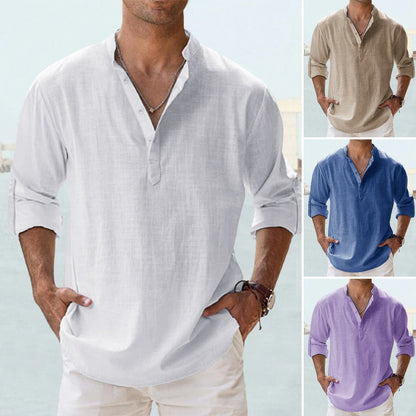 👕【Buy 1, get 1 free】🤩【S-5XL】 Cămașă pentru ermină cu mâneci lungi, material din bumbuc și in. 
