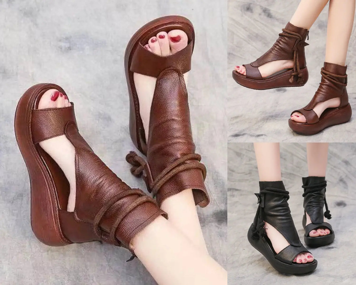 🤩👡【Specjalna oferta】Damskie skórzane sandały z odkrytymi palcami – wygodne i stylowe 【35–40】