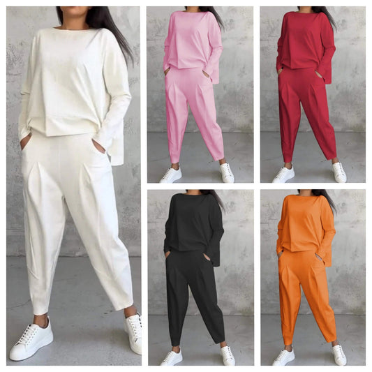 💖【S-5XL】Dvojdielna dámska súprava s dlhými rukávmi a nohavicami s výstrihom · Pohodlná, teplá a štýlová · -50% + rýchle doručenie