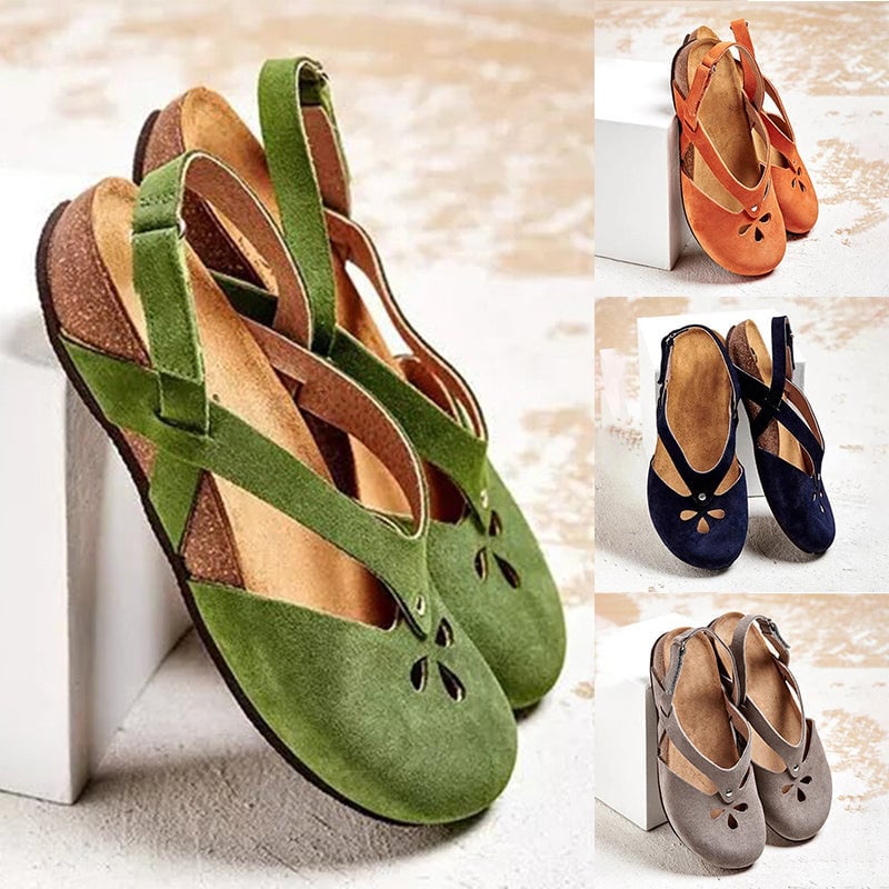 ✨✨【Ofertă Limitată】【35-44】Sandale Casual din Piele Naturală 2025 ✅ Vârf Rotund ✅ Talpă Plată 👣