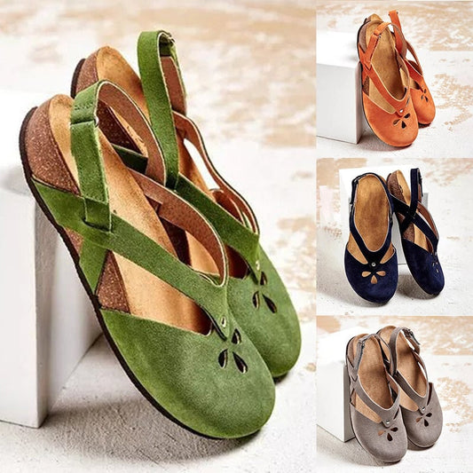 ✨✨【Ofertă Limitată】【35-44】Sandale Casual din Piele Naturală 2025 ✅ Vârf Rotund ✅ Talpă Plată 👣