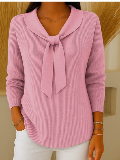 🎀【S–2XL】Ženski enobarvni pulover z vezanjem spredaj · udoben, ohlapen kroj · zimska ponudba