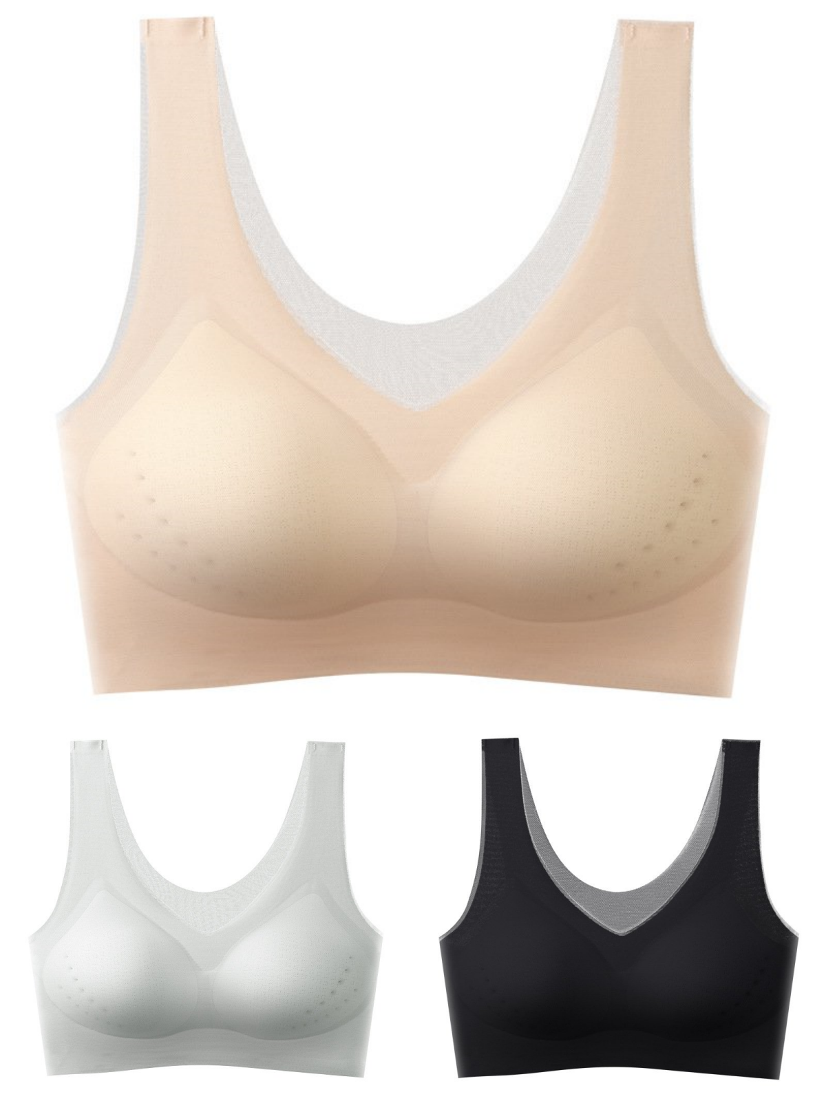 💖🌟【1 Sada = 3 Ks】2025 Bezšvová Push-Up Podprsenka z Ľadového Hodvábu ❄️ Ultra Pohodlná | Pre 40–120 kg | Sexy & Priedušná