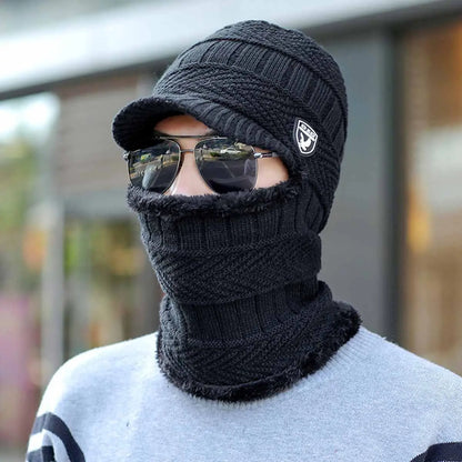 🔥⛄Jednoczęściowa czapka z grubej wełny z podszewką z polaru, wiatroszczelna i chroniąca przed zimnem