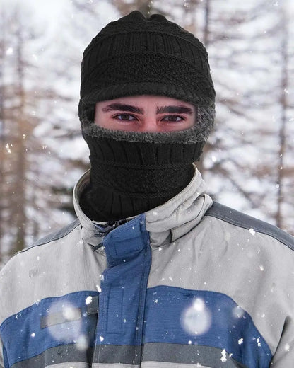 🔥⛄Jednoczęściowa czapka z grubej wełny z podszewką z polaru, wiatroszczelna i chroniąca przed zimnem