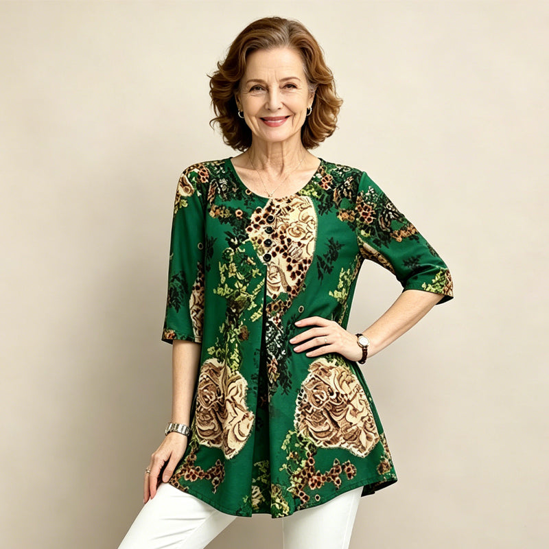 🌸【XL-5XL】Elegancka bluzka z nadrukiem w kwiaty premium✅️Płatność gotówką przy odbiorze