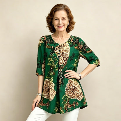 🌸【XL-5XL】Elegancka bluzka z nadrukiem w kwiaty premium✅️Płatność gotówką przy odbiorze