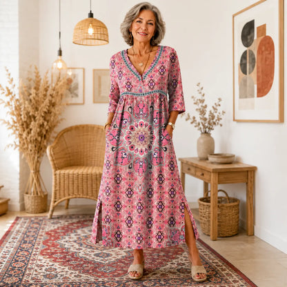 ✨【S-5XL】🌹Elegancka sukienka damska z nadrukiem – lekki model na lato, wygodny fason na co dzień