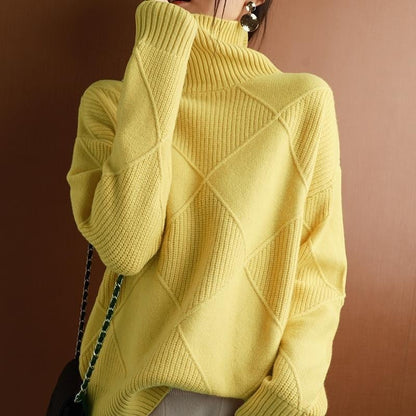 ✨【Doprava zdarma】Dámský široký kašmírový svetr s vysokým límcem – jemný, elegantní a pohodlný na nošení