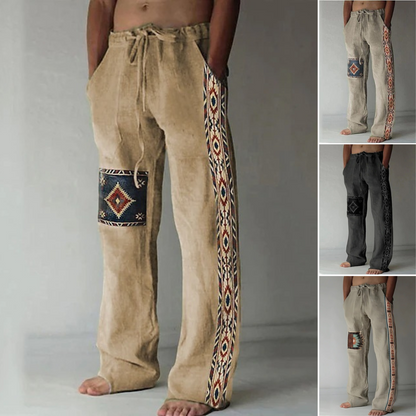 👖✨【10 culori🌈】【S–6XL】Pantaloni subțiri bărbătești din bumbac și in – stil boem, largi, comozi și lejeri 😍🌿