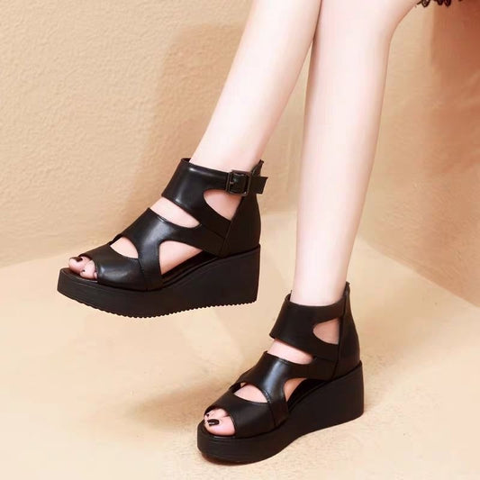 👡🔥【Reducere Limitată】✨【35-40】Sandale damă 2025 din piele moale tip „gura de pește” – Confort & stil estival 💃