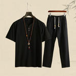 ✨🤩【Top + Pantaloni】 Costum de agrement pentru bărbați, lejer și respirabil, din bumbac și in de înaltă calitate