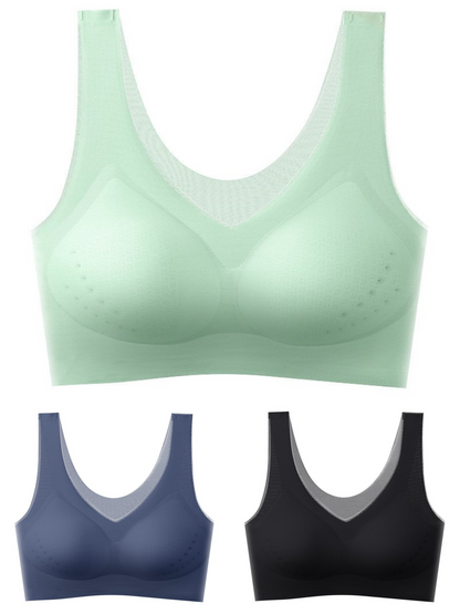 💖🌟【1 Sada = 3 Ks】2025 Bezšvová Push-Up Podprsenka z Ľadového Hodvábu ❄️ Ultra Pohodlná | Pre 40–120 kg | Sexy & Priedušná
