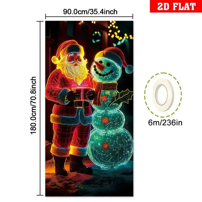 🎄 Fluorescencyjny baner bożonarodzeniowy UV na drzwi i tło imprezowe – wisząca dekoracja świąteczna