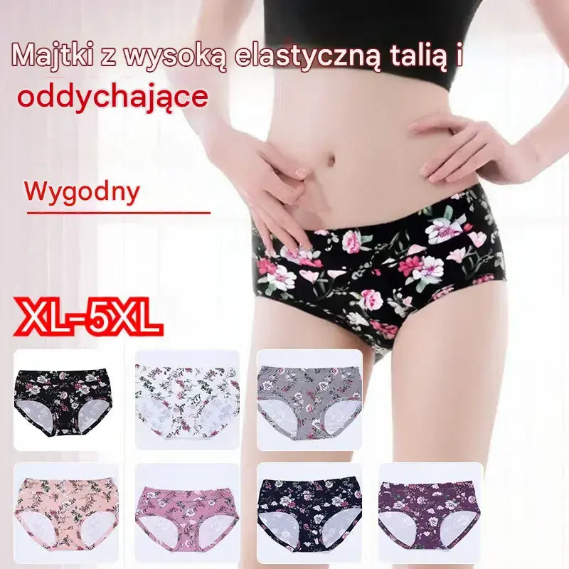 😍7 sztuk💕【50-140 kg】Wygodna antybakteryjna bielizna bawełniana, nowe modele z nadrukami