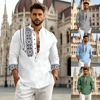 🔥【S–3XL】Męska koszulka polo z długim rękawem i nadrukiem – stylowy kołnierzyk, wygodna na jesień i zimę